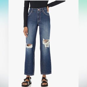 The Drop Women's Luca High-Rise Distressed Loose Straight-Fit new